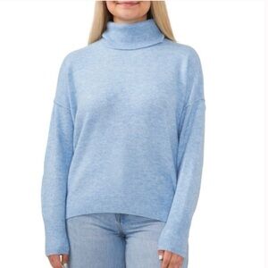 NWT Vince Camuto Women's Long Sleeve Tight Knit Turtleneck Sweater  Blue Heather